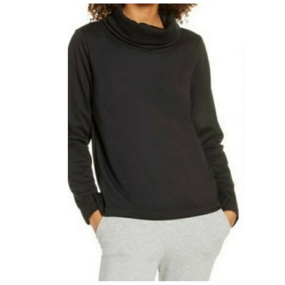 Zella Tops - ZELLA Pullover Sweatshirt Mock Neck Funnel Neck Kangaroo Pocket Black Top